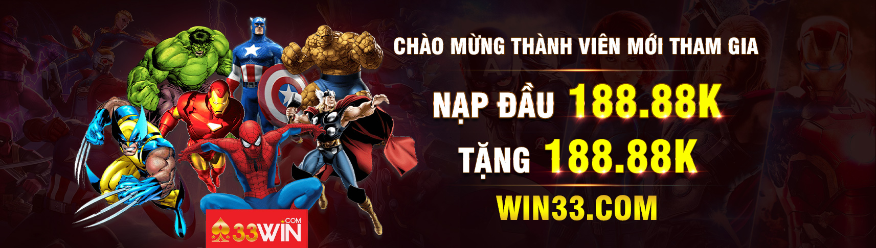 33win chào mừng thành viên mới tham gia tặng 188k